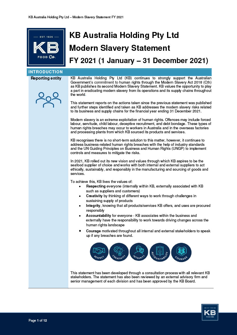 Modern Slavery Statement FY 2021